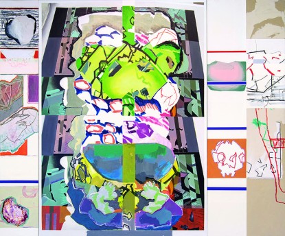 Luis Gordillo, Marylin asciende (triptych), 2018-2019 